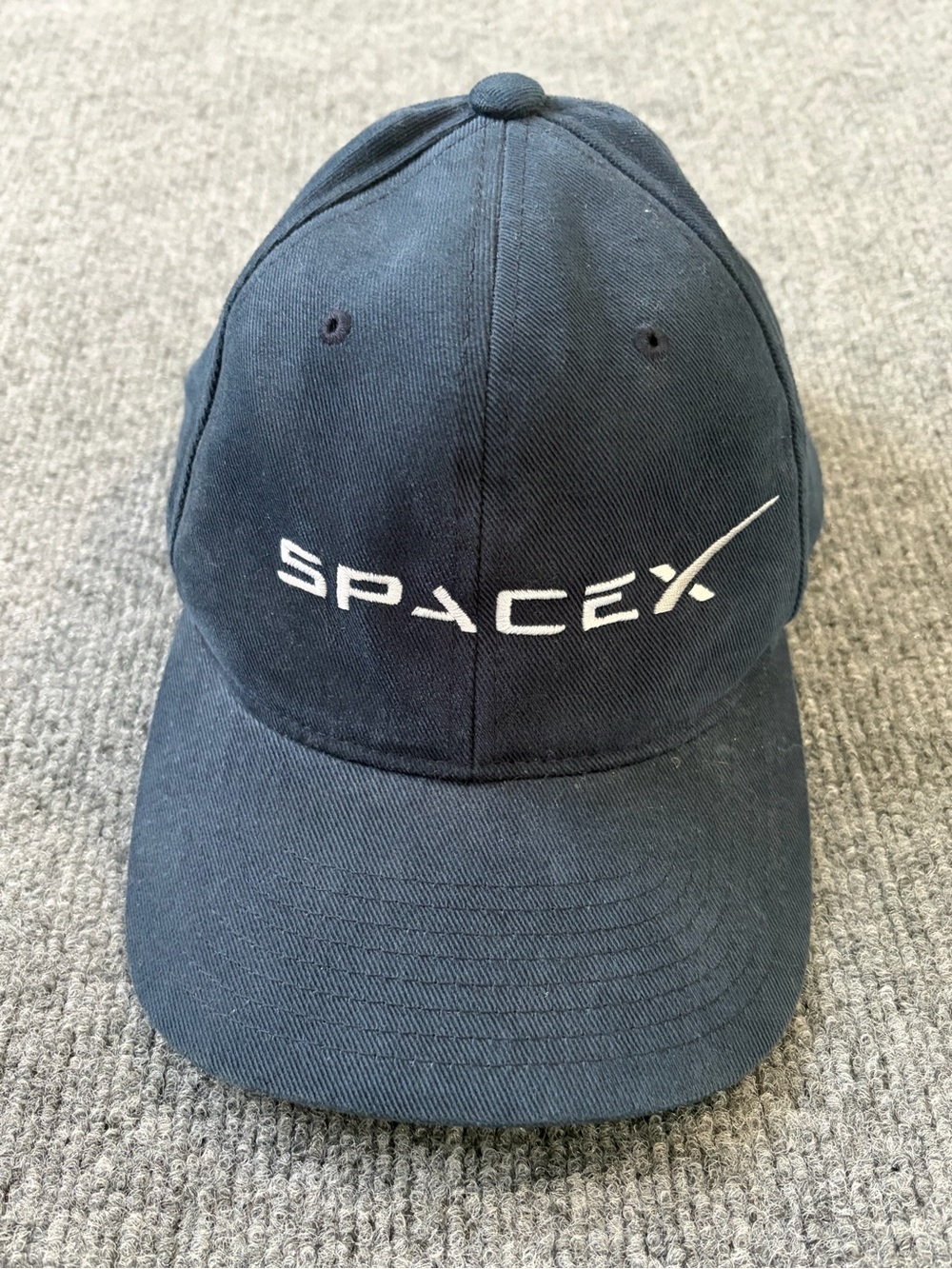 SpaceX Embroidered Logo Navy Blue Cotton Adjustable Baseball Cap Hat